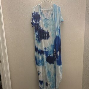 Blue Tie-Dye Maxi Dress